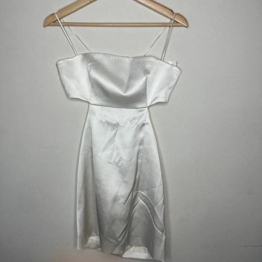 Gauge81 Marta White Satin Cut Out Square Neck Sleeveless Open Side Tie Back  SM - Picture 3 of 13